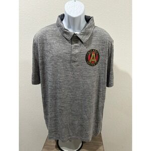 Atlanta United FC MLS Mens XL Polo Shirt Grey Space Dye Short Sleeve Soccer